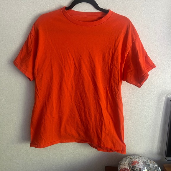 Orange T‎ Shirt Short Sleeve Crew Neck Basic Everyday Casual Top - Picture 1 of 5